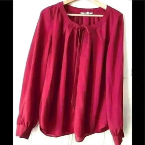 𝅺DANIEL Rainn Red Long Sleeve Flowy Blouse